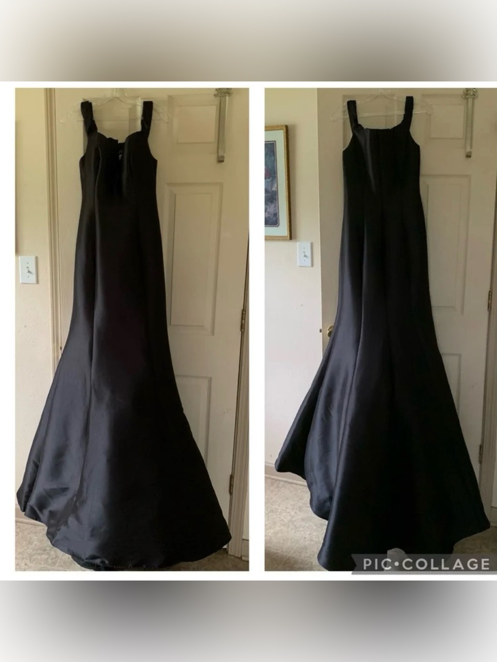 Size 10 JVN Jovani 3245 black off shoulder fit and flare mermaid formal dress.